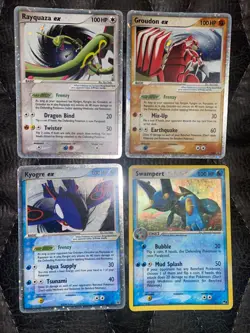 Pokemon Card Lot: Rayquaza ex, Groudon ex, Kyogre ex, Swampert. - Image 1