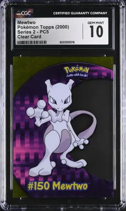 Pokemon 2000 Topps Series 2 PC5 Vintage Clear Card MEWTWO CGC Gem Mint 10 - Image 2