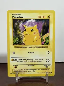 Pokemon TCG Pikachu Shadowless Red Cheek Base Set WOTC, Near Mint Condition - Image 1
