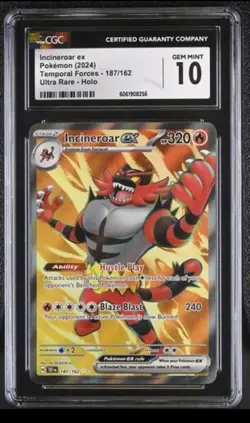 Pokemon Temporal Forces INCINEROAR EX Ultra Rare 187/162 CGC Gem Mint 10 - Image 1