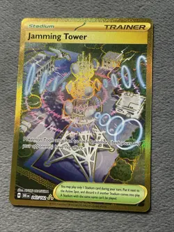 Jamming Tower 243/182 Full Art Hyper Rare Gold Pokemon Card Destined Rivals NM - Image 4