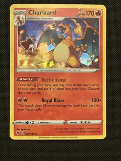 Pokemon TCG Charizard Cracked Ice Holo Card 025/185 Deck Exclusives - Image 1