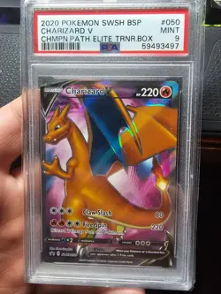 Pokemon TCG Charizard v SWSH Black Star Promos Holo Card SWSH260 PSA 9 - Image 1
