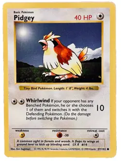 Pidgey Pokemon Base Set Shadowless 57/102 Never Played Mint + Free Energy Card - Image 1