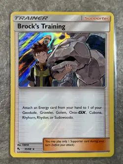 Brock's Training 55/68 Pokemon TCG Trainer SM Hidden Fates Holo (Near Mint) 2 - Image 1