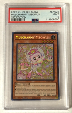 Mulcharmy Meowls PSA 9 MINT 2025 Yu-Gi-Oh! SUDA-EN025 1st Edition - Image 1