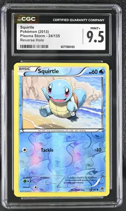 CGC 9.5 MINT+ Squirtle 2013 Plasma Storm 24/135 Reverse Holo Pokemon Card - Image 1