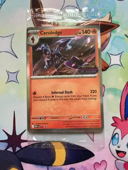 Pokemon Phantasmal Flames Staff Pre Release Sealed Promo Pack 4 Cards Unopened - Image 1