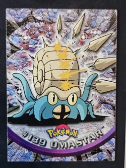 Omastar #139 Pokemon Topps Card TV Animation Non Holo Blue Logo - Image 1