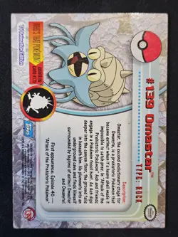 Omastar #139 Pokemon Topps Card TV Animation Non Holo Blue Logo - Image 2