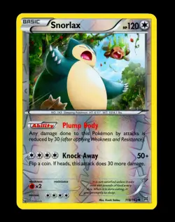 2015 Pokemon SNORLAX Breakthrough REVERSE HOLO Foil XY Series Card 118/162 NM+ - Image 2