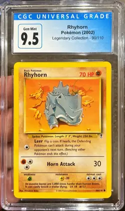 2002 Pokemon Rhyhorn Legendary Collection 90/110 CGC 9.5 Gem Mint - Image 1