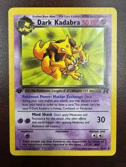 Dark Kadabra 1st Edition Team Rocket 39/82 WOTC Vintage Pokemon (LP) - Image 1