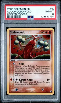 2005 POKEMON EX UNSEEN FORCES #15 SUDOWOODO-HOLO PSA 8 - Image 1