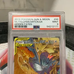 2019 Pokemon Sun & Moon Moltres Zapdos Articuno GX Tag Team #44 Card PSA 9 Mint - Image 2