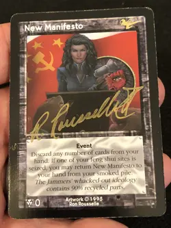 1995 Shadowfist Collectible Card Game - New Manifesto Signed By artist Rousselle - Image 1