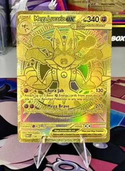 2025 Mega Lucario EX 188/132 Hyper Rare Gold Mega Evolutions Pokemon Card NM - Image 1