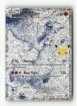 Pokemon Reshiram Full Art Holo Card 113/114 Celebrations Classic Collection NM - Image 1