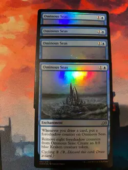 MTG Ikoria Lair of Behemoths Ominous Seas Foil x 4 - Image 1
