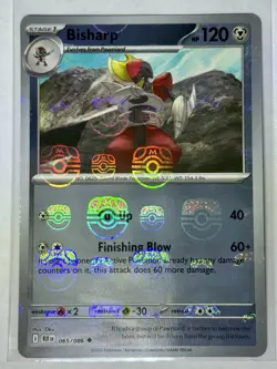 2025 Pokemon Black Bolt #065/086 BISHARP Reverse Holo *MASTER BALL* Non-Played - Image 1