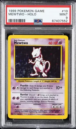 1999 POKEMON GAME #10 MEWTWO-HOLO PSA 9 - Image 1