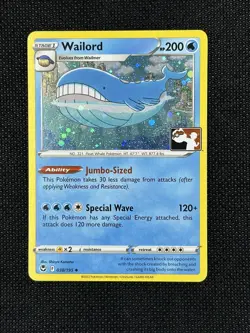 Pokemon Wailord Prize Pack Series 3 4 Cosmos Holo Play Stamped Promo 038/195 - Image 1