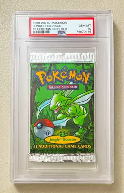 PSA 10 GEM M1NT - 1999 Pokemon Jungle Booster 1st EDITION Factory Sealed Scyther - Image 1