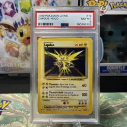 1999 POKEMON BASE SET UNLIMITED #16 ZAPDOS-HOLO PSA 8 self graded - Image 1