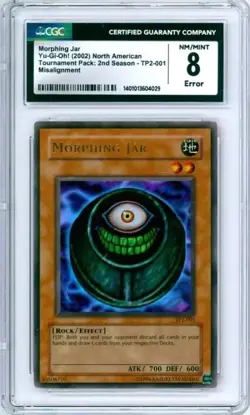 2002 Yugioh Morphing Jar Yugioh TP2 001 Tournament Pack 2 CGC 8 Alignment Error - Image 1