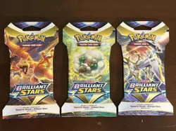 Brilliant Stars Sleeved Booster Pack X 3 Pokemon Tcg Sealed Trading Card Packs - Image 1