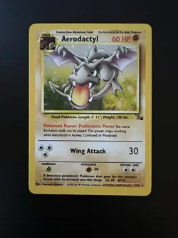 Pokemon TCG Aerodactyl Fossil Holo Rare Card 1/62 Unlimited - Image 1