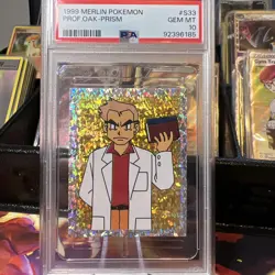 Professor Oak Prism Holo PSA 10 Pokemon Sticker / Card S33 1999 Merlin GEM MINT - Image 1