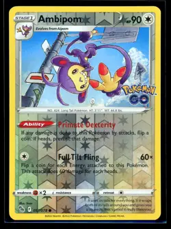 2022 Sword & Shield - Pokemon GO Ambipom Reverse Holo Pokemon Card #57 - Image 1