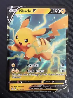 Pokemon TCG Pikachu V Sword & Shield SWSH063 Holo Promo Promo NM - Image 1