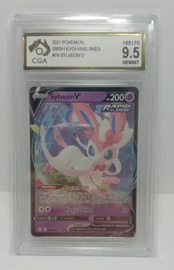 CGA GEM MINT 9.5 Sylveon V Evolving Skies 74/203 2021 Pokemon TCG - Image 1