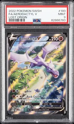 2022 POKEMON SWORD & SHIELD LOST ORIGIN #180 FULL ART/AERODACTYL V PSA 9 - Image 1