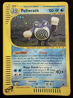 Poliwrath Holo Rare 24/165 Expedition 2002 Pokemon E Series English NM - Image 1