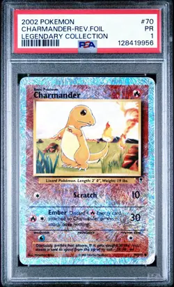 2002 POKEMON LEGENDARY COLLECTION #70 CHARMANDER-REVERSE FOIL PSA 1 - Image 1