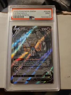 Pokemon TCG Zacian v GG48/GG70 SWSH12.5 Crown Zenith Galarian Gallery PSA 9 - Image 1