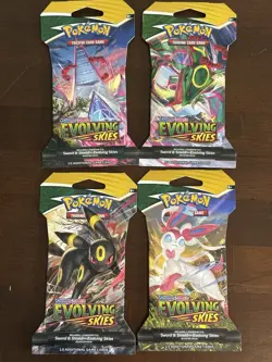 Evolving Skies Full Art Collection Set 4 Pack New Tcg Pokemon Sleeved Booster X4 - Image 1