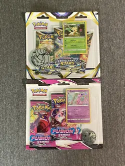 Pokemon TCG Fusion Strike & Brilliant Stars 3 Pack Blisters Factory Sealed - Image 1