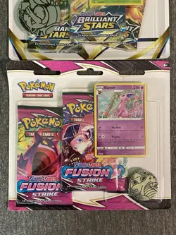 Pokemon TCG Fusion Strike & Brilliant Stars 3 Pack Blisters Factory Sealed - Image 2