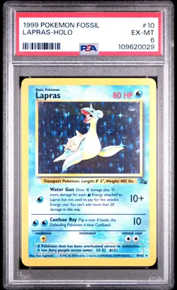 1999 POKEMON FOSSIL #10 LAPRAS-HOLO PSA 6 EX-MT - Image 1