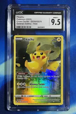 CGC 9.5 Pikachu GG30 Sword & Shield Crown Zenith Full Art Holo Nm Mint Pokemon - Image 1