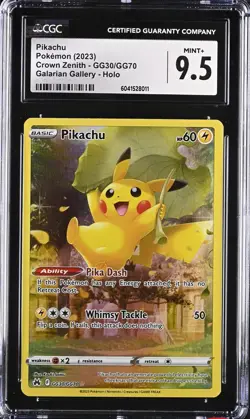 CGC 9.5 Pikachu GG30 Sword & Shield Crown Zenith Full Art Holo Nm Mint Pokemon - Image 3