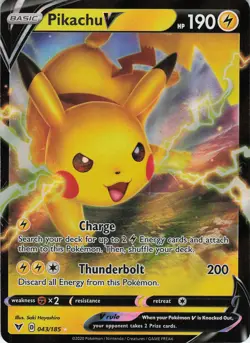 Pikachu V 043/185 Ultra Rare Holo SWSH04: Vivid Voltage NM Pokemon - Image 1