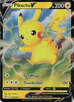 Pikachu V 086/264 Ultra Rare Holo SWSH08: Fusion Strike NM Pokemon - Image 1