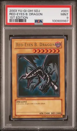 2003 Red-Eyes B. Dragon SDJ-001 1st Edition Starter Deck Joey PSA 9 Yu Gi OH - Image 1