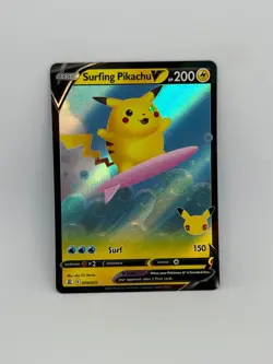 Pokemon Card Surfing Pikachu V 008/025 Celebrations HOLO RARE - NM - Image 1