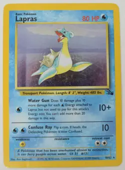 Pokemon Card Lapras Fossil 1999 Holo 10/62 HP - Image 1